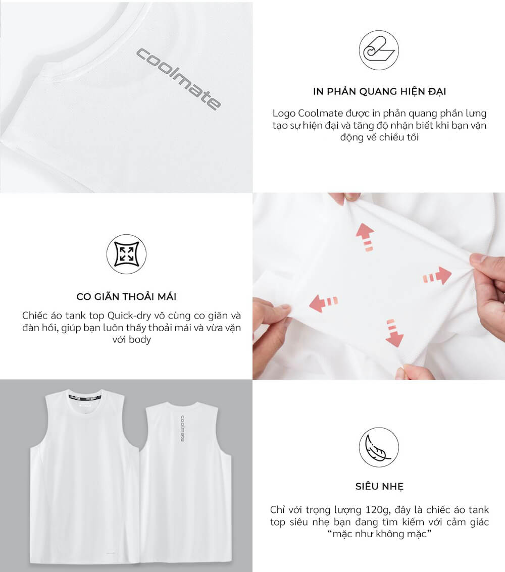 Áo Tank Top thể thao nam Dri-Breathe thoáng mát tối đa